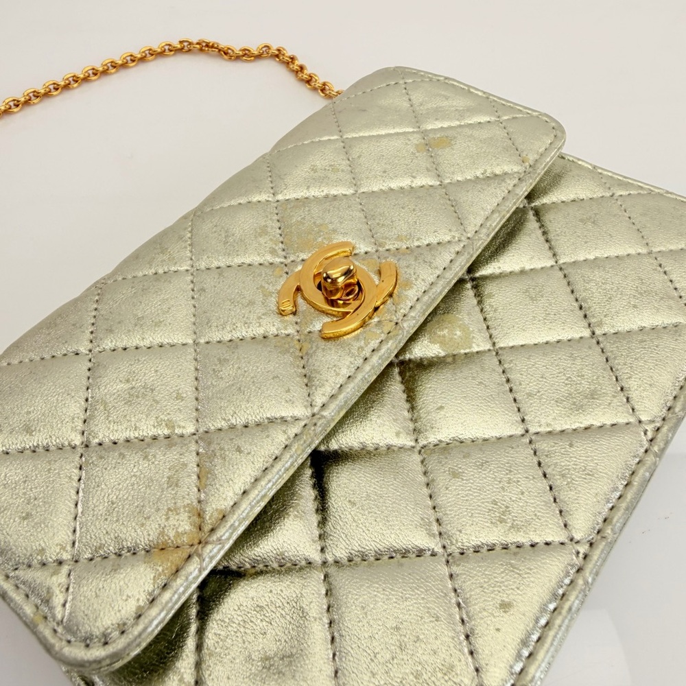 Chanel Vintage Metallic Quilted Mini Lambskin Flap Bag - Picture 6 of 15